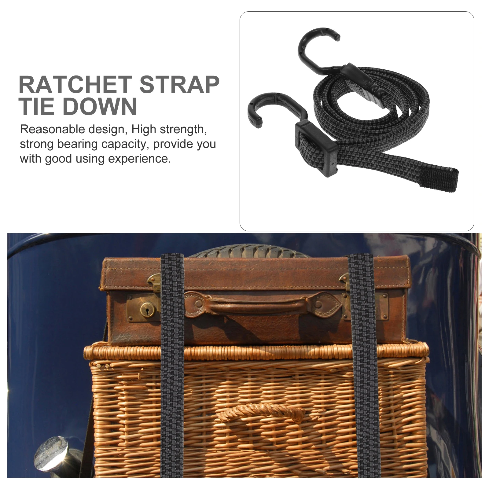 

3 Pcs Luggage Rope Straps Heavy Duty Bungee Cords with Hooks Adjustable Ladder Frame Practical Polypropylene Long