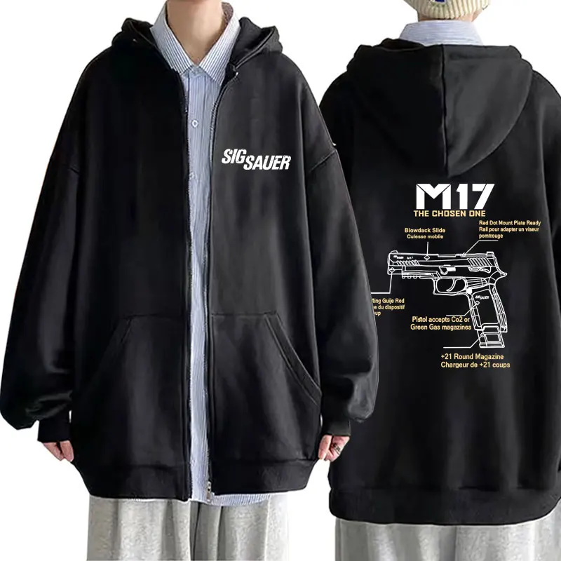 

Tactical Army Fan Club Outdoor Training Competition Sigsauer M17 Zipper Hoodie Men Women Fashion Casual Oversized Zip Up Jacket
