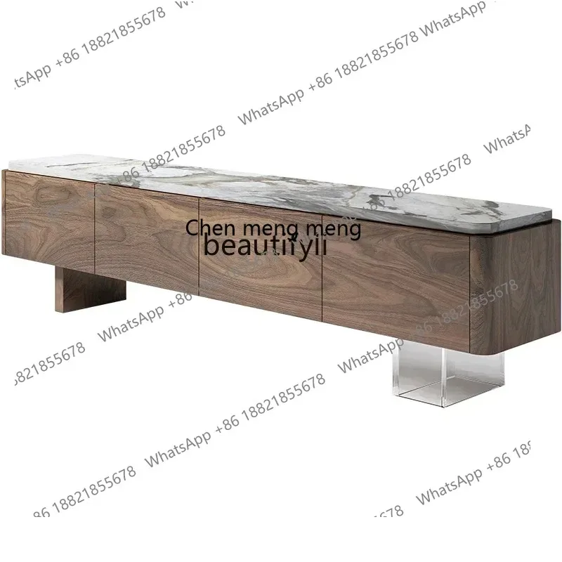 ss 8617 Natural marble TV cabinet combination, modern simple retro acrylic art TV cabinet