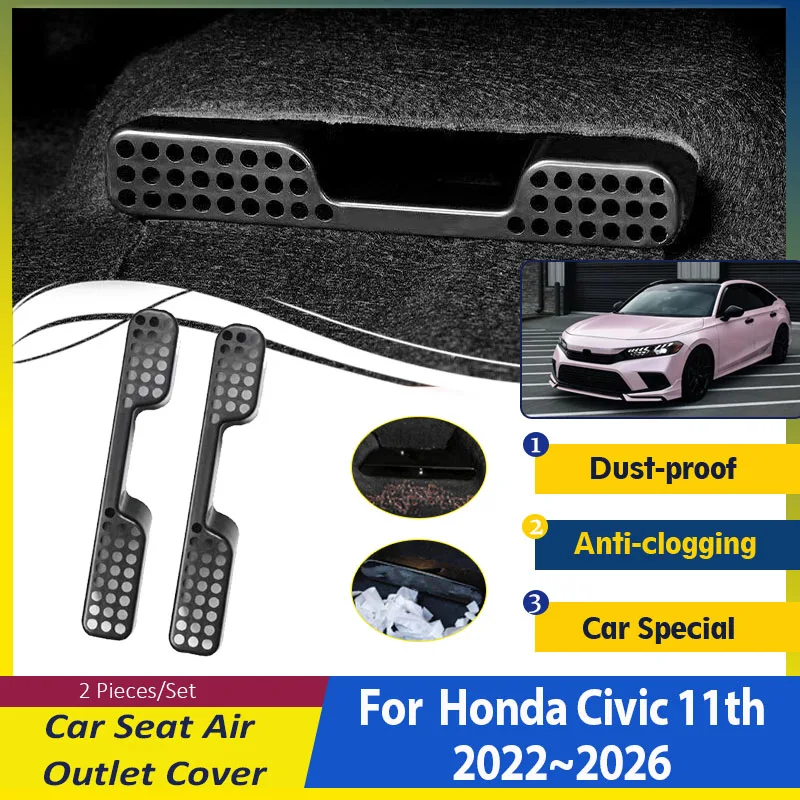 

Car Air Outlet Cover For Honda Civic 11th FE FL 2023 2024 2025 2026 Anti-dirty Trims Under Seat Condition Vent Films Accessories