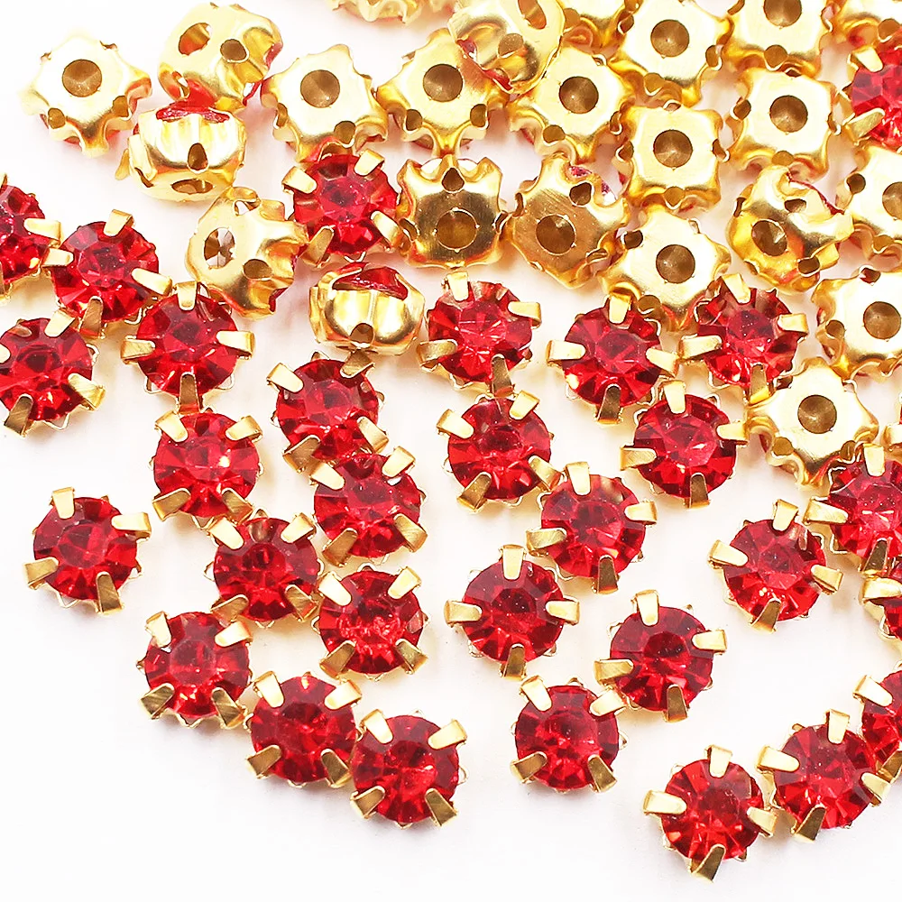 3mm-8mm Flatback Gold Claw Cup Rhinestones Shiny Crystals Stones Beads Sew On Rhinestones for Needlework Garment Crafts Gems