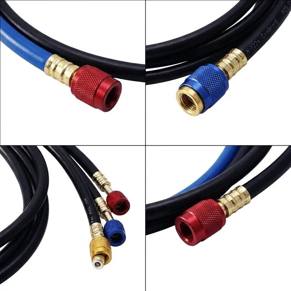 1/4 inch For SAE Refrigerant Hose Set Featuring 360 Degree Swivel for R22 R410A Refrigerant Transfer and Recovery