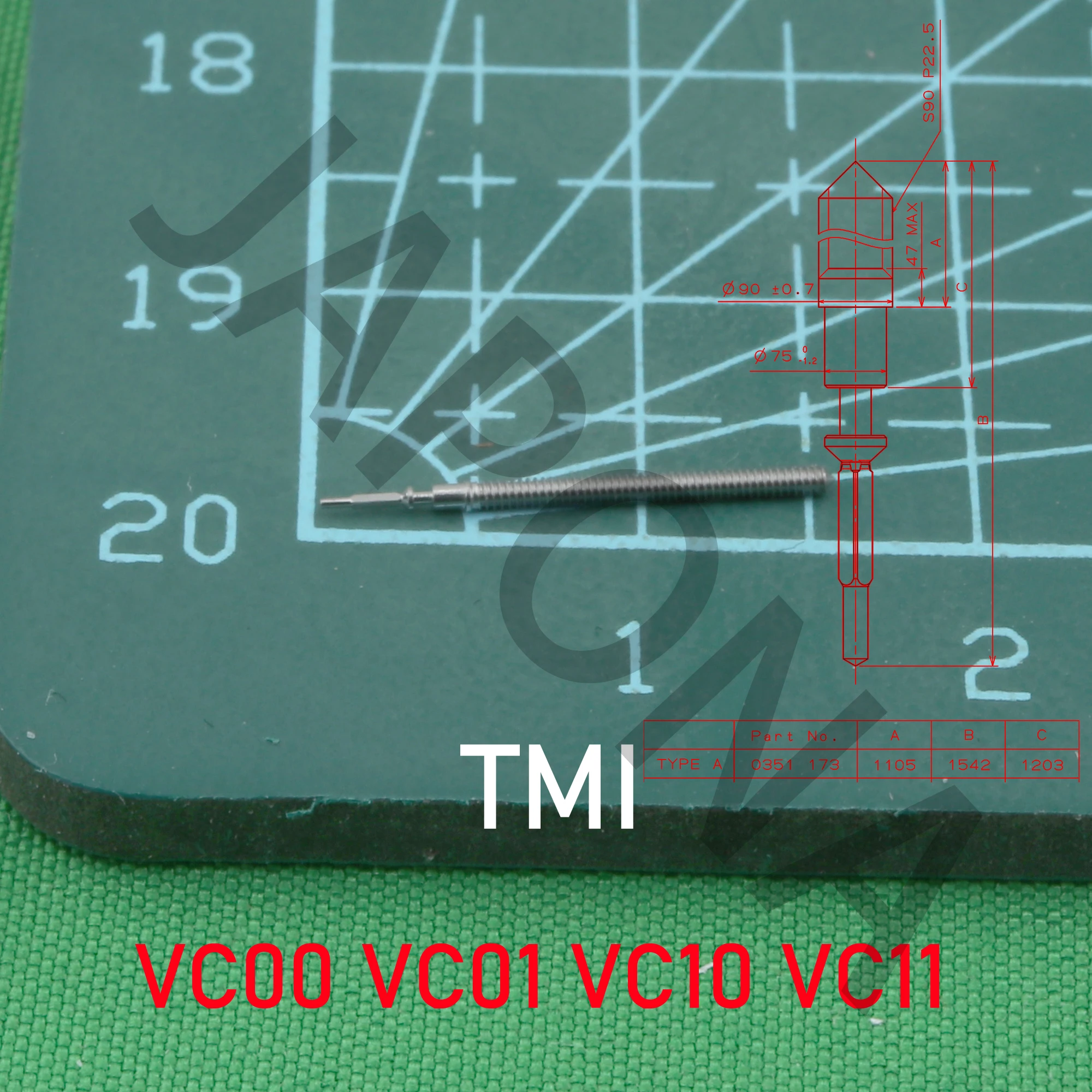 Ajuste de substituição Stem, TMI Stem, série VC, número de peça 0351173, VC00, VC01, VC10, VC11