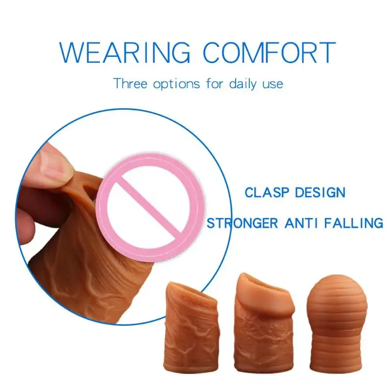 *1/3Pcs Silicone Cock Ring Sex Toys For Men Penis Enlargement Glans Foreskin Rings Male Chastity Cage Penis Massage Lock Delay - view 4