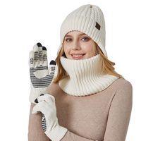 3Pcs/set Winter Warm Beanie Hat Scarf Soft Woolen Fleece Lining Scarves Outdoor Knitted Ear Protection Cap for Men Women