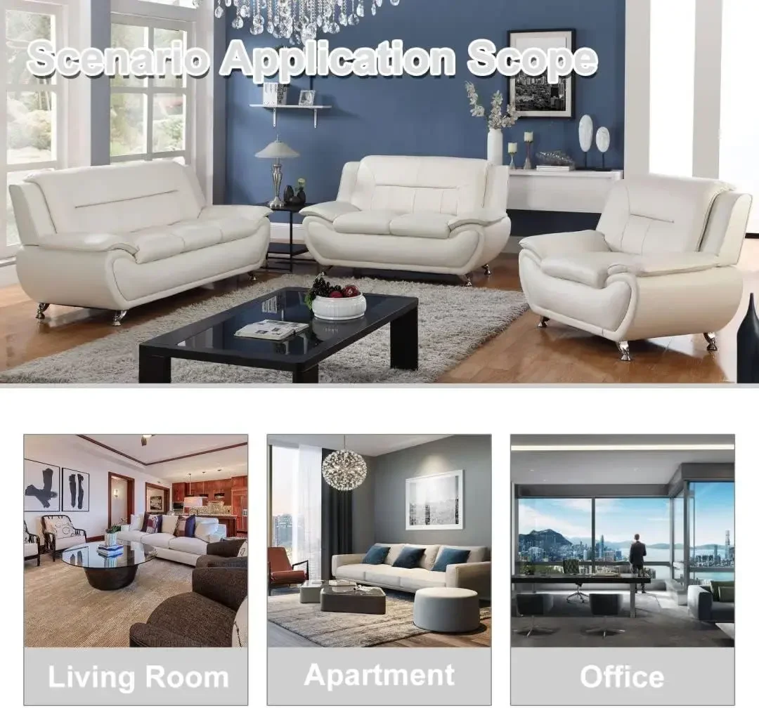 [أفضل بائع! ]طقم أريكة غرفة المعيشة مكون من 3 قطع، طقم أريكة من الجلد الصناعي، طقم أريكة حديث لأثاث غرفة المعيشة (أريكة + مقعد محبب + C
