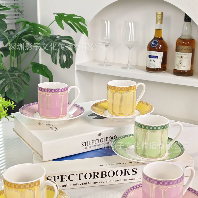 

12 Piece Espresso Cup Saucer Set Nordic Style Minimalist Luxury Bone China Combination Gift Box for Home Office Cafe Dining