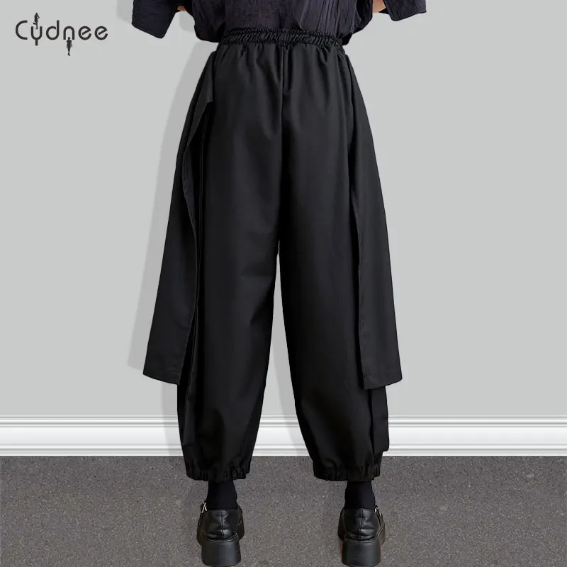 Womens Casual Wide Leg Dress Pants Lounge Pajama High Waisted Baggy Cropped Pants Plus Size Drawstring Bloomers