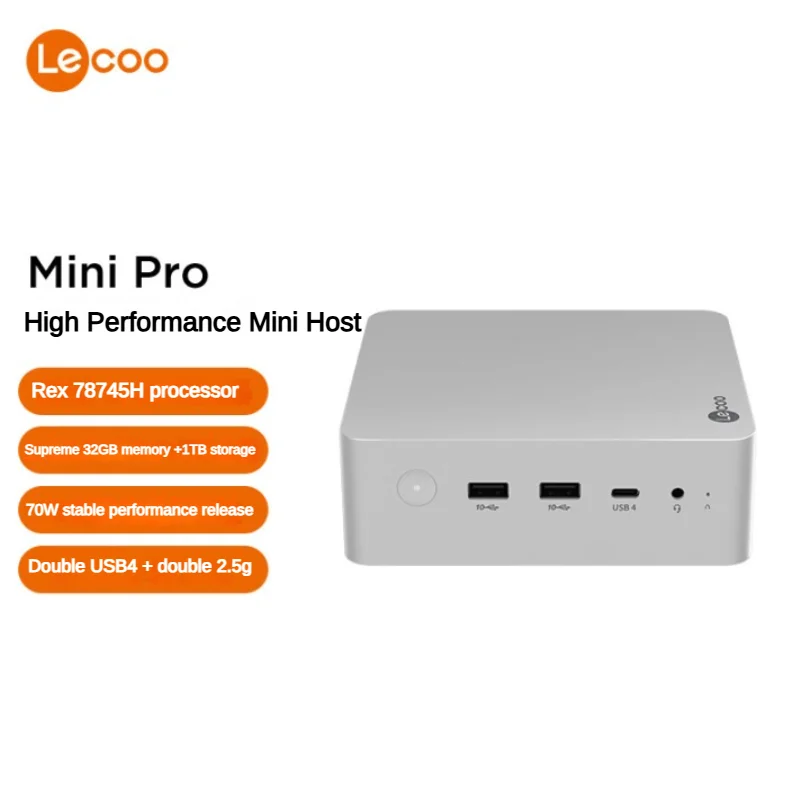 Lenovo Intel Integrated Graphics Leco MINI PRO Host Бизнес Мини-настольный компьютер (R7-8745H 16G 1 ТБ SSD) Water Moon Silver
