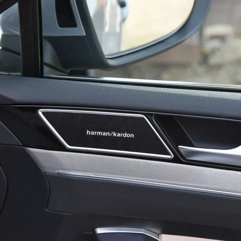 4/10 lencana audio mobil aluminium, stiker dekoratif lencana audio mobil 3D aluminium, stiker dekoratif konsol tengah.