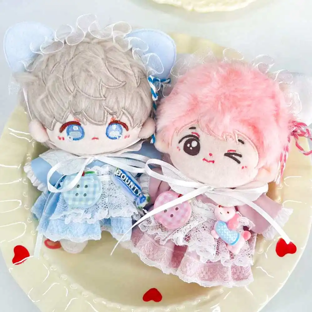 

10CM Doll Clothes Gift Pink Blue Dress Lace Headband Suit Cosplay Photo Props Hairband Cotton Stuffed Doll Accessories