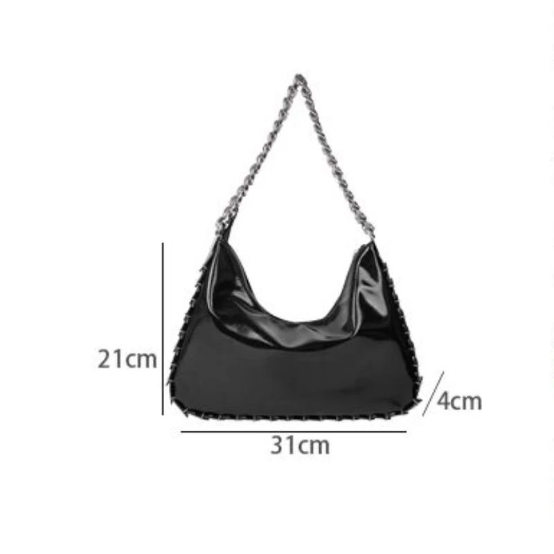 Women\'s Chain Underarm Bag High Quality Soft Glossy Lacquer Leather Large Capacity One Shoulder Messenger Bag Fashion Handbag