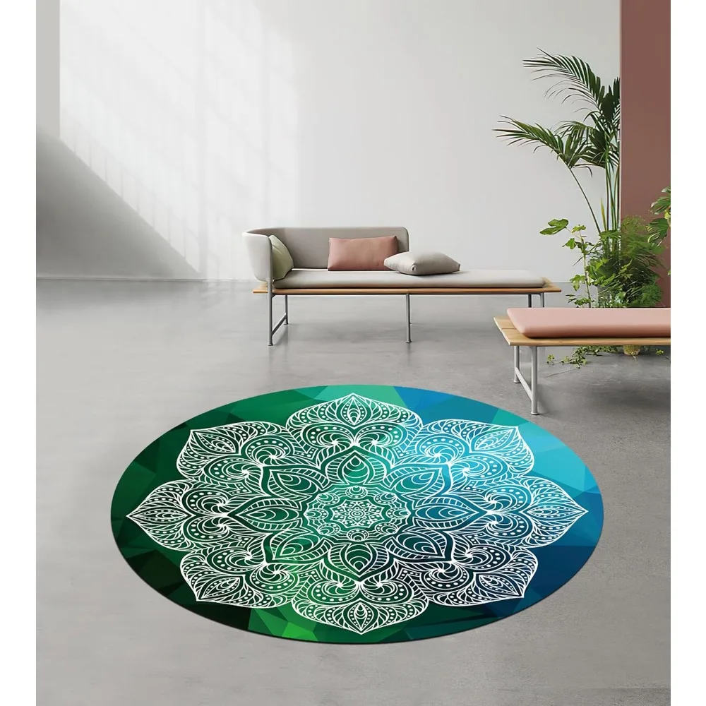 سجادة بيلاتيس ويوجا مطاطية من جلد الغزال غير قابلة للانزلاق، قطر كبير الحجم 140 سم، مثالية للتمرين المنزلي والخارجي والتأمل والتمارين #6