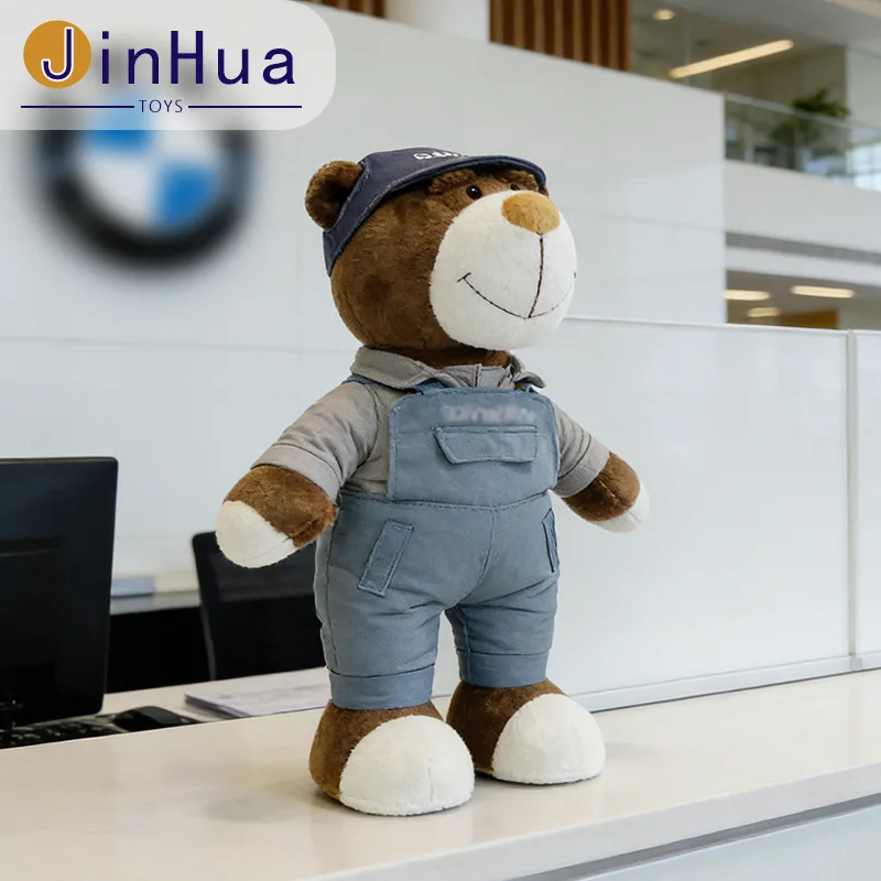 Racing & Mechanic Teddy Bear Plush Set Motorcycle Driver Uniform Soft Stuffed Doll Car Interior Decor Man Gift