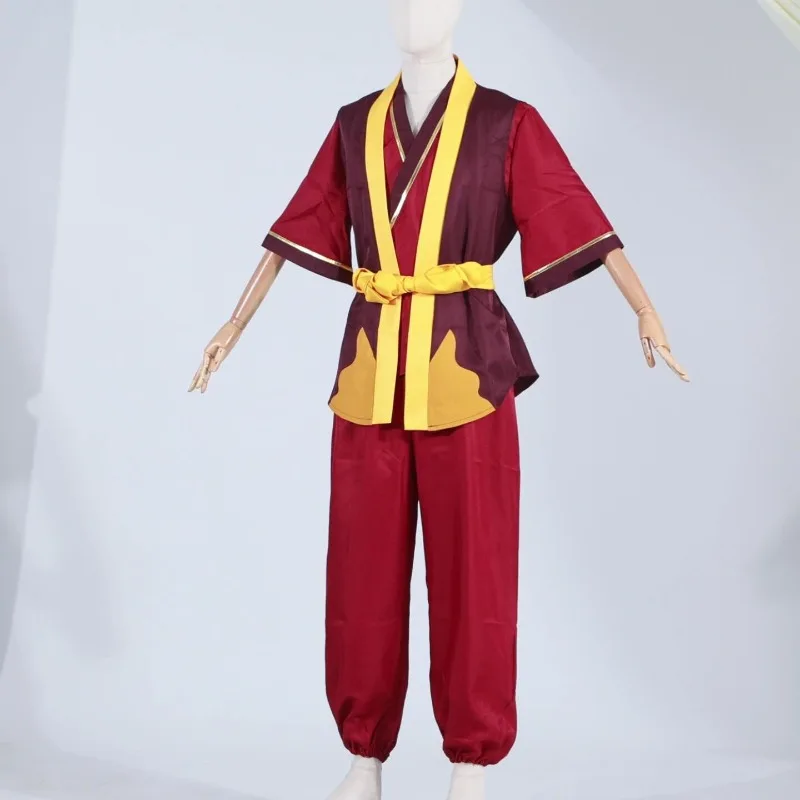 Zuko Cosplay Fire Nation Prince Costume Red Top Pants Vest Belt Suit Role Play Outfit for Men Halloween Party - view 4