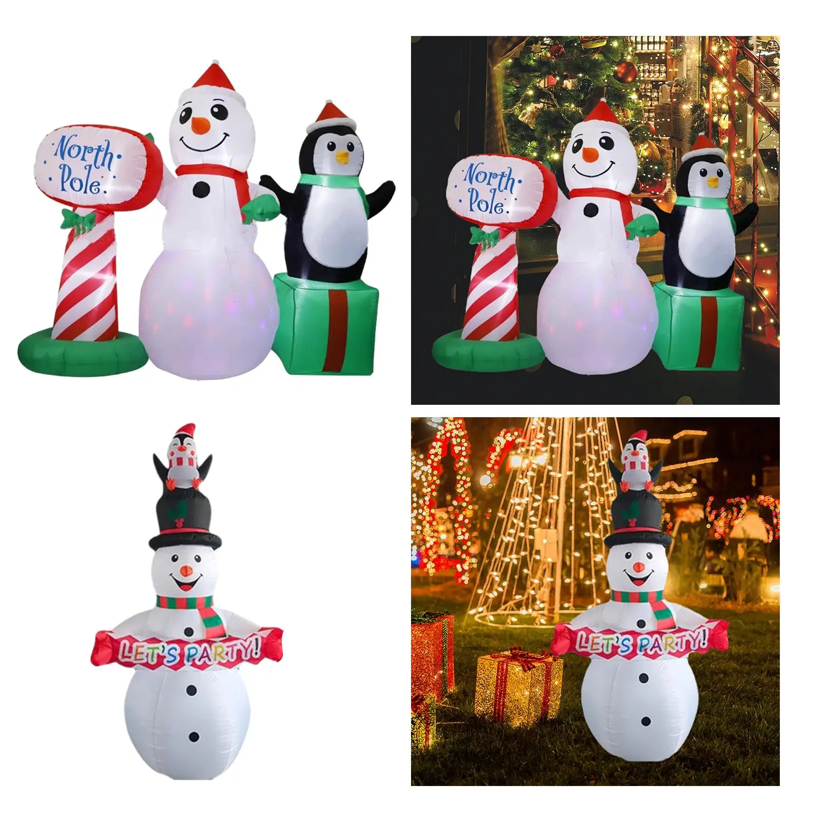 Boneco de neve inflável luminoso engraçado para inflável de Natal para quintal interno de inverno