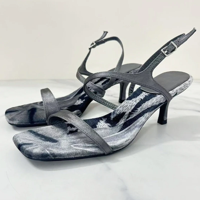 

Elegant Designer Sandals Female Open Toe Ankle Strap Fashion Slingback Party Dress Shoe Women Velvet Sexy Brand High Heels Women