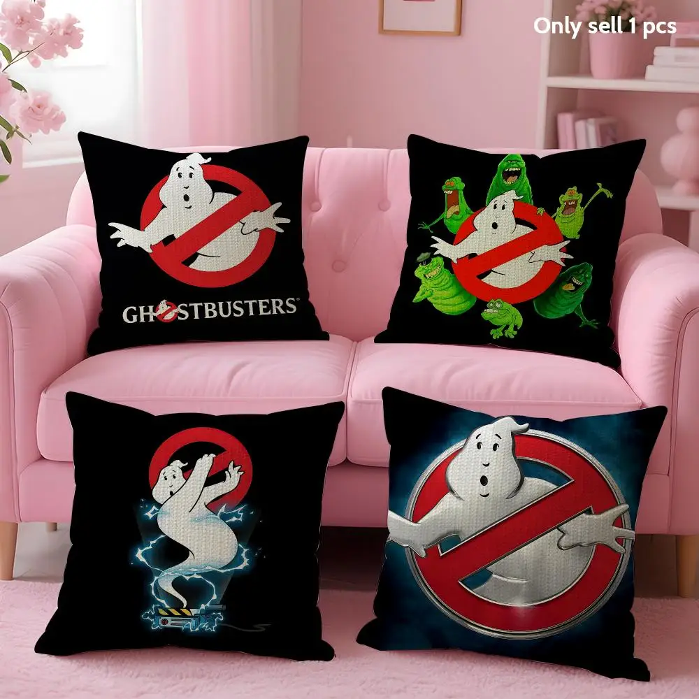 Movie G-Ghostbusters Cushion Cover Natural Linen Organic Fabric Double-Sided Printing Sofa Home Decor Gift Pillow Case