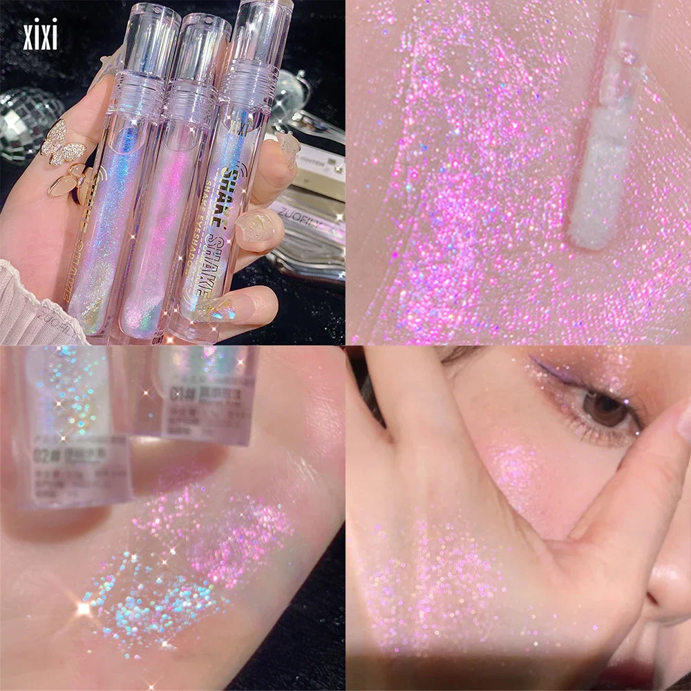 Heallor Vloeibare Oogschaduw Water Licht Diamant Heldere Glitter Vloeibare Markeerstift Gepolariseerde Hoogglans Paletten Cosmetica Roze Blauw