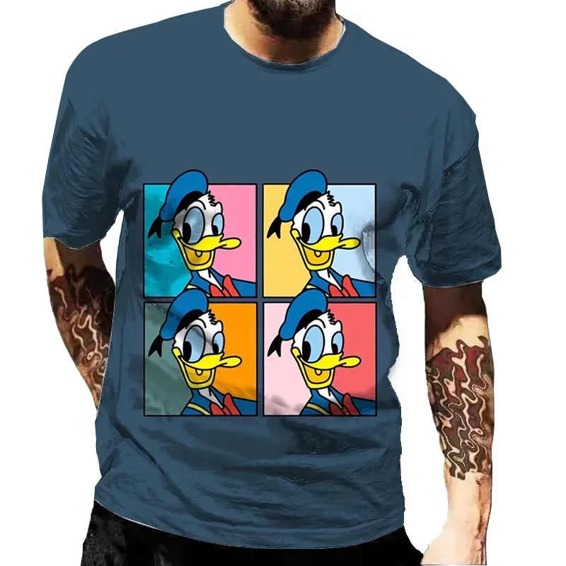 

2025 Disney Donald Duck 3d Print Tshirt Men Fashion T-shirt Summer Children Casual Cartoon Short Sleeve T-shirts Hip Hop Tees