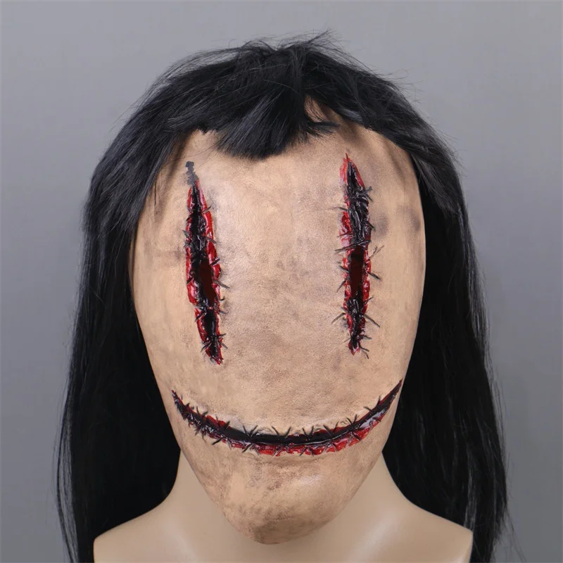 

Hot New Halloween Masks Horror Screaming Face Realistic Stitched Female Ghost Mask Dress Party Cosplay Supplies