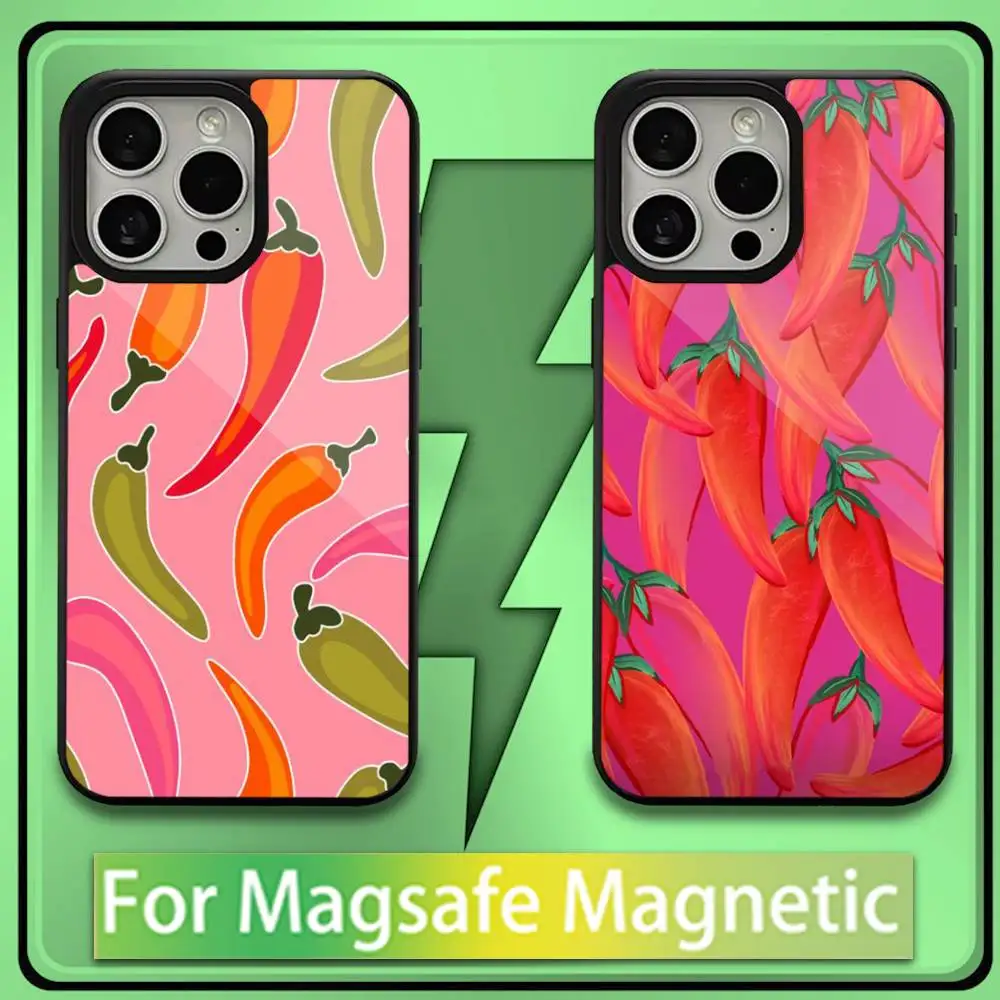 

Chili Red Phone Case For iPhone 16,15,14,13,12,11,Plus,Pro,Max,Mini Soft Magesafe Magnetic Wireless Charge