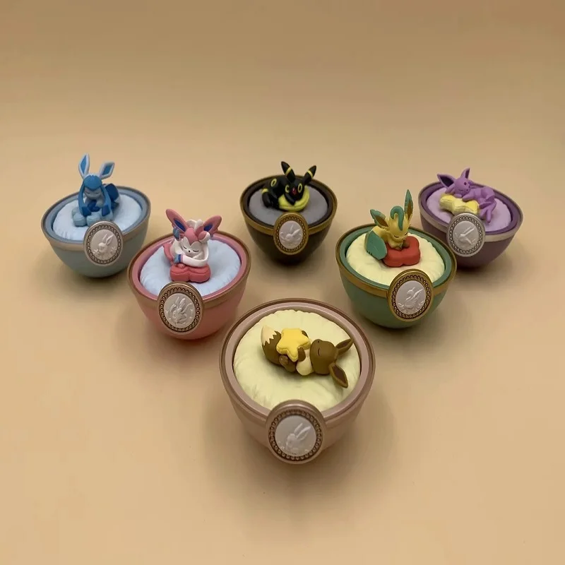 

Pokemon With Box Toys Set Cute Anime Figures Sleeping Pikachu Eevee Monster Elf Ball Model Dolls Kids Gifts