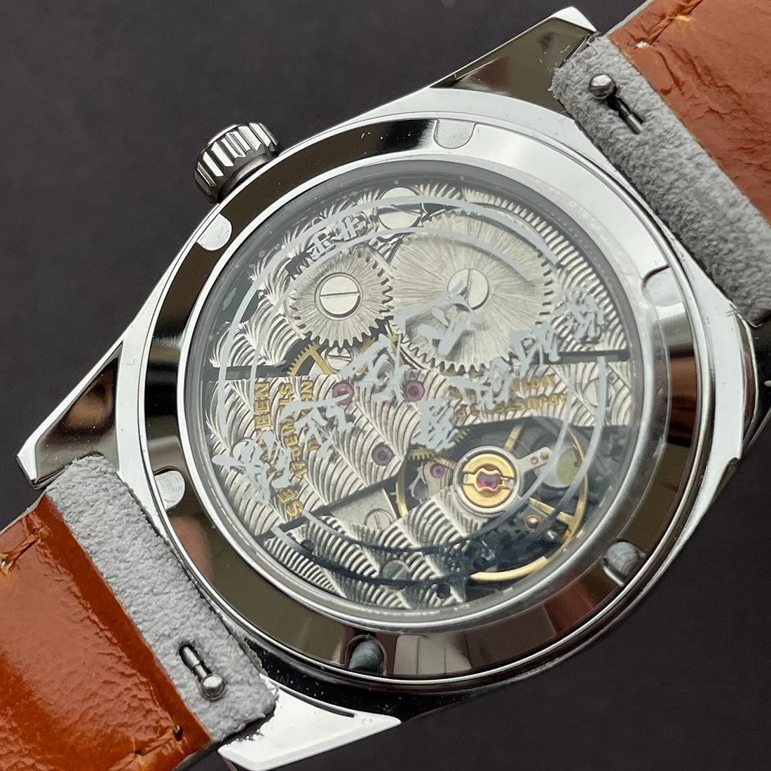 Merkur Watch Salmon Dial Watch Metal Vintage Classic Crosshair Watches Handwind Mechanical Watch for Men Relogio Masculino 36mm
