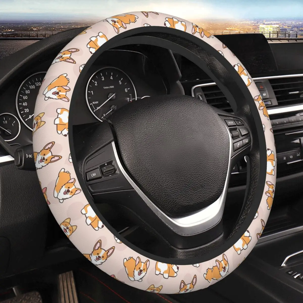 

Corgi Puppy Fun Thickening Car Steering Wheel Cover 38cm Universal Suitable Car-styling Car Accessories