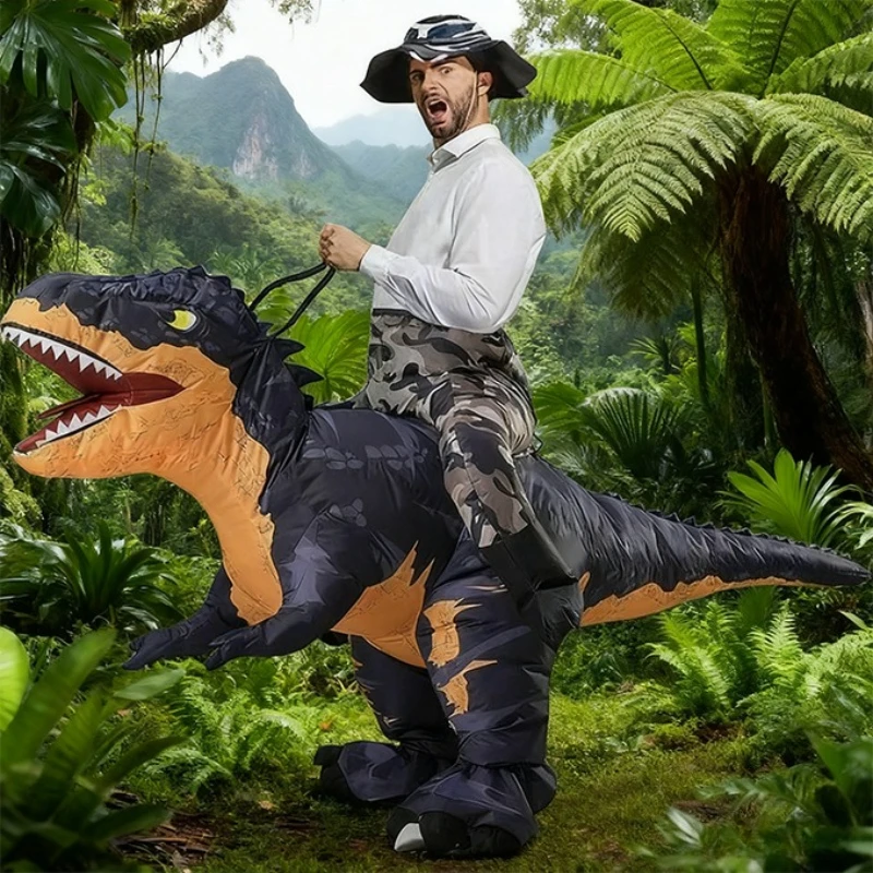 Equitação tiranossauro rex traje inflável engraçado tiranossauro dino explodir terno natal halloween carnaval desempenho terno