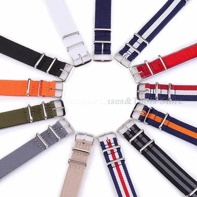 Fabric Nylon Watch Band Steel Buckle Strap Bands Woven Nylon Sport Strap 14mm 16mm 18mm 20mm 22mm Universal Strap Sport Band