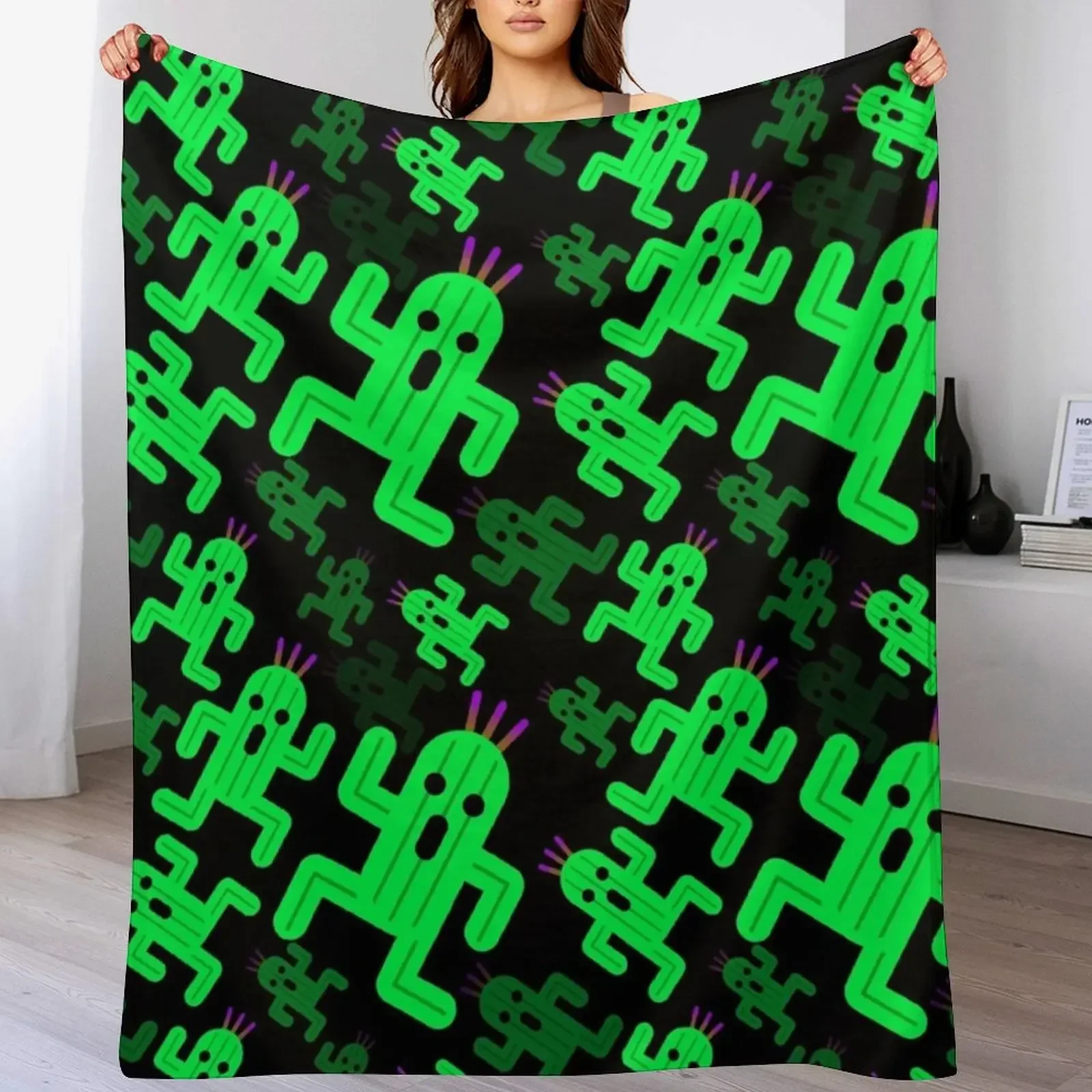 Cactuar Pattern Throw Blanket Beach Furry Sleeping Bag Blankets