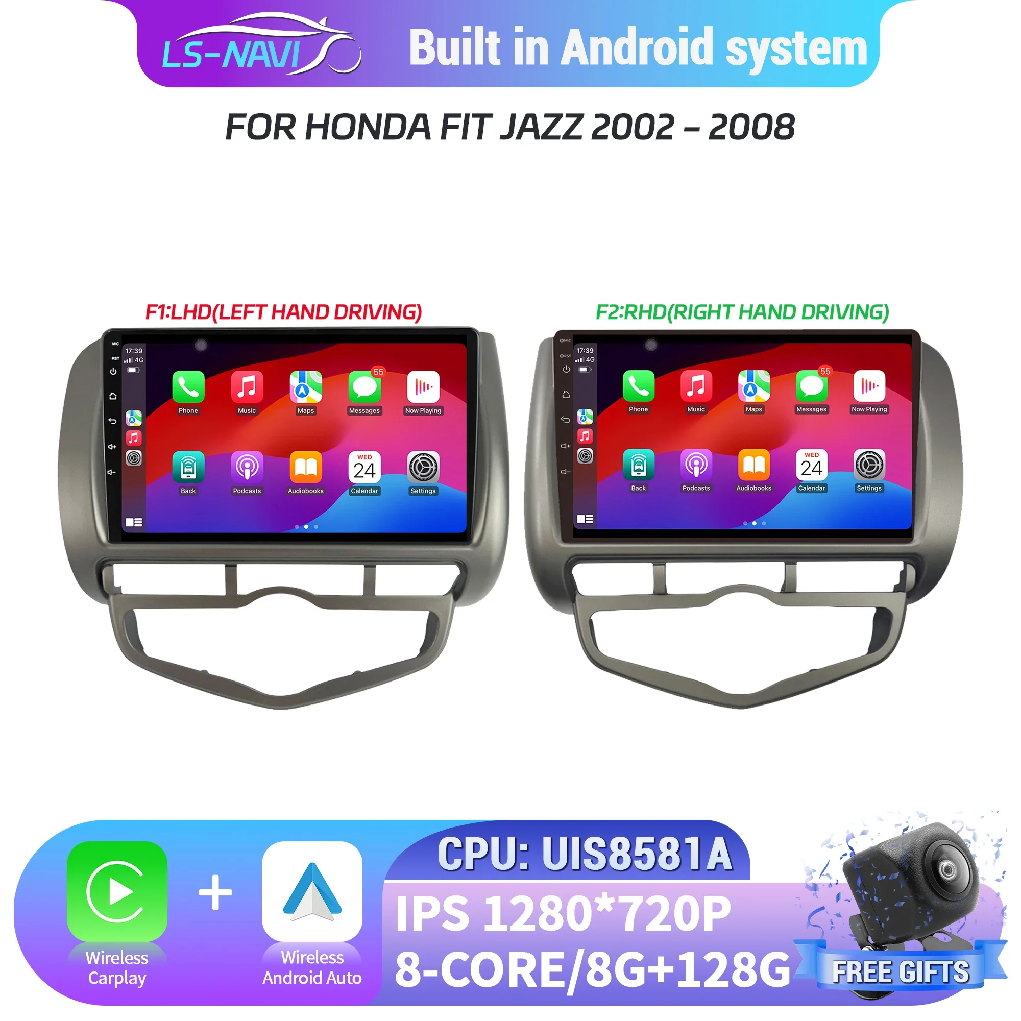 

For Honda Fit Jazz 2002-2008 Android 14 4G Navigation Bluetooth CarPlay Car Radio Multimedia Head Unit System Screen for Vehicle