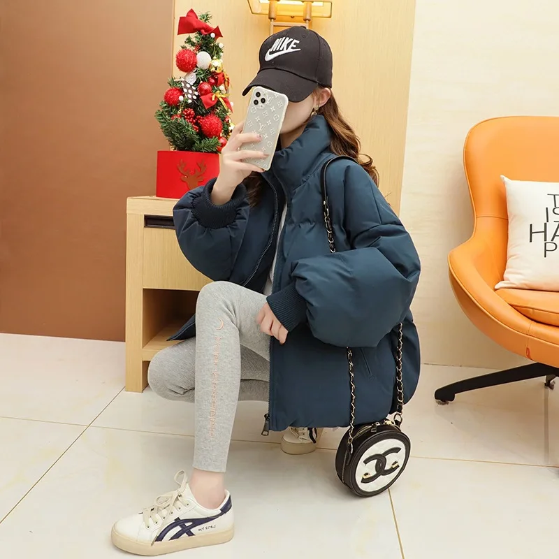 Kurtka zimowa damska z bawełny puchowej 2025, koreańska edycja, luźna, codzienna kurtka bawełniana, płaszcz bawełniany, kurtka typu chleb, zimowa odzież wierzchnia chroniąca przed zimnem.