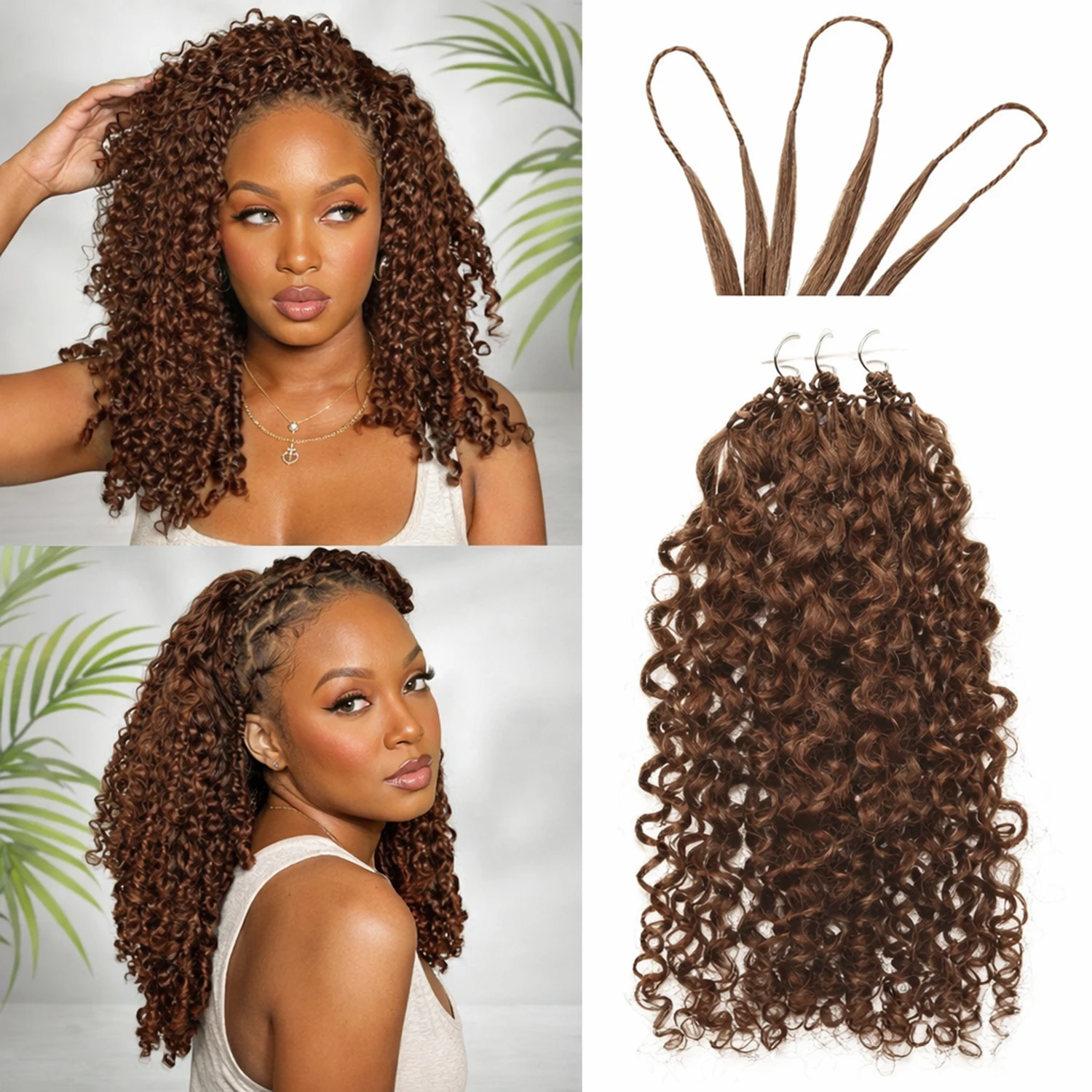 

Коричневые бирманские кудрявые волосы для плетения крючком 12A, без узлов, предварительно разделенные, для создания косичек в стиле бохо.