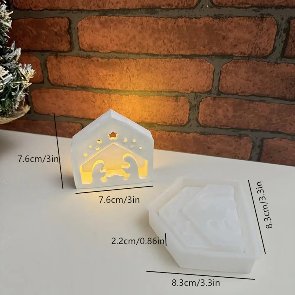 Nativity Scene Silicone Mold Handmade Christmas Nativity Lamp Silicone Mold for Diy Birth of Jesus Scene Ornament Crafts Gypsum view 6