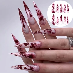 24pcs Advanced Halloween Atmosphere False Nails Acrylic Reusable Press on Nails Quick Use Holiday Dressing Style Eerie Patch