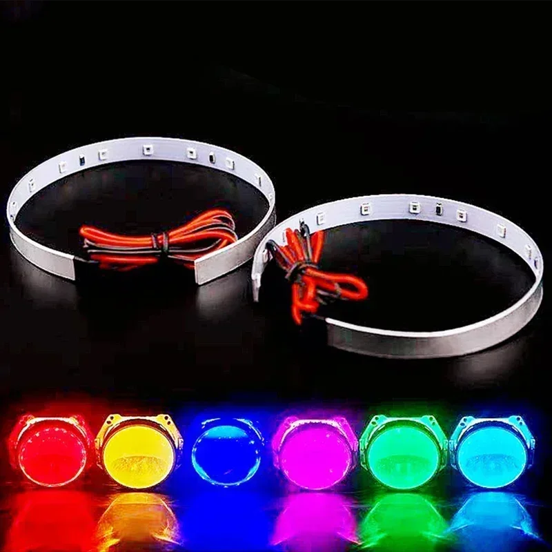 2 Pcs Auto 12V LED Demon Devil Eyes Halo Rings 360 Degree For 2.5 3.0 inch Projector Lens Car Motorcycle Headlights Super Bright