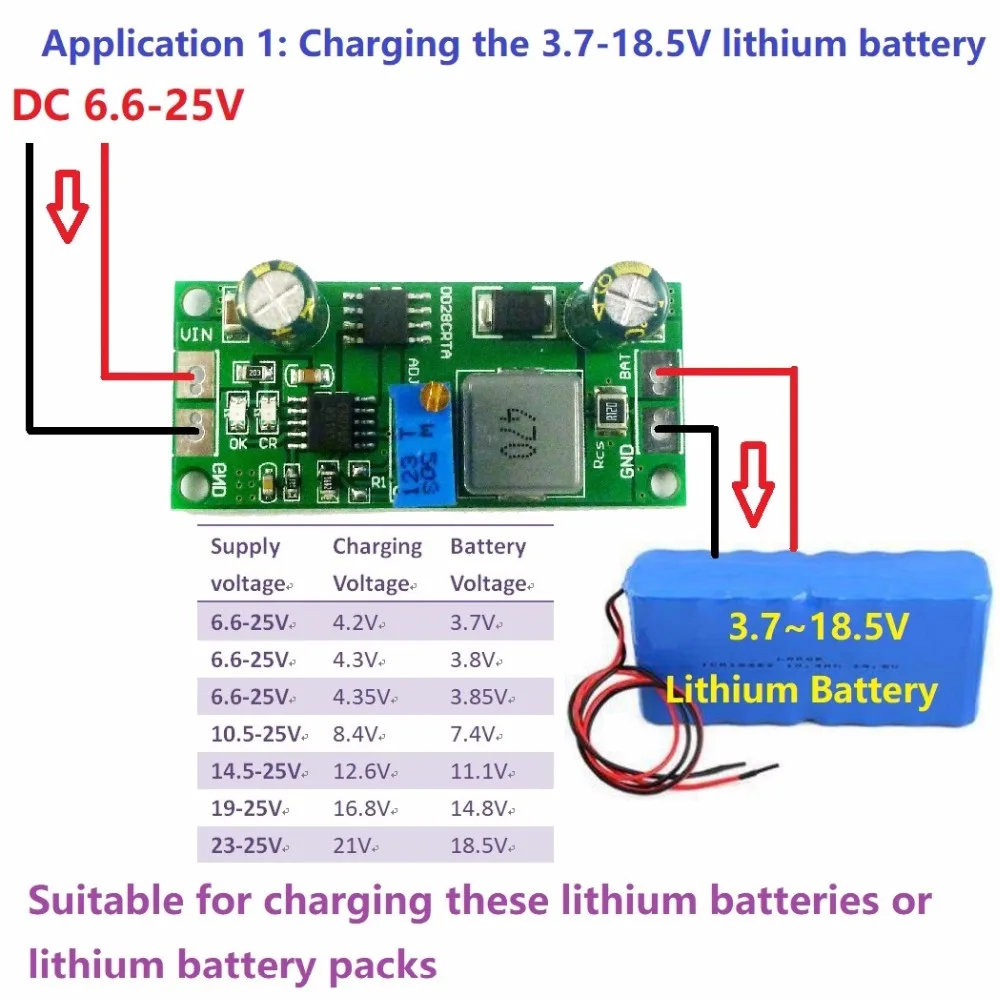 DD28CRTA 1A 3.7V-18.5V Lithium ion LiFePO4 Lithium Titanate Batterie Charger Charging Module