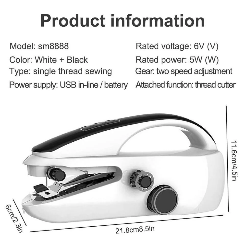 Máquina De Costura De Costura De Linha Única, Elétrica, Portátil, De Mão, 2 Velocidade, Artesanato, Repara, Acessórios