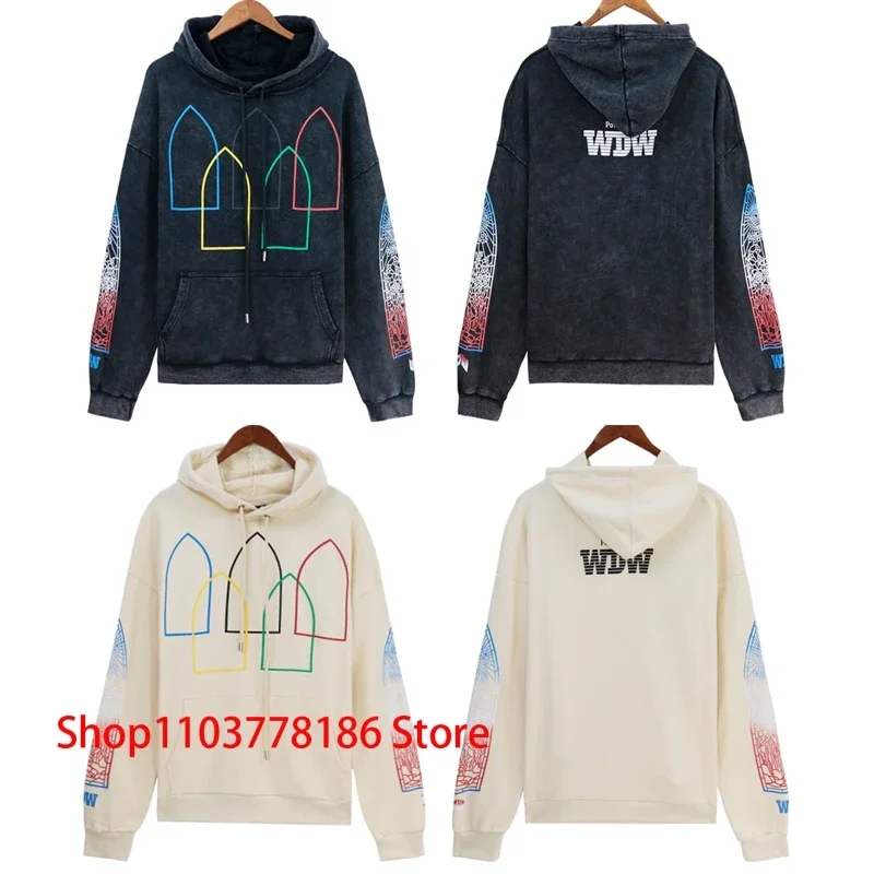 High Street Retro Wash Old Who Decides War Hooded Sweatshirt Fall Winter New Tide Brand Cotton Hoodie Men Women Loose Pullover