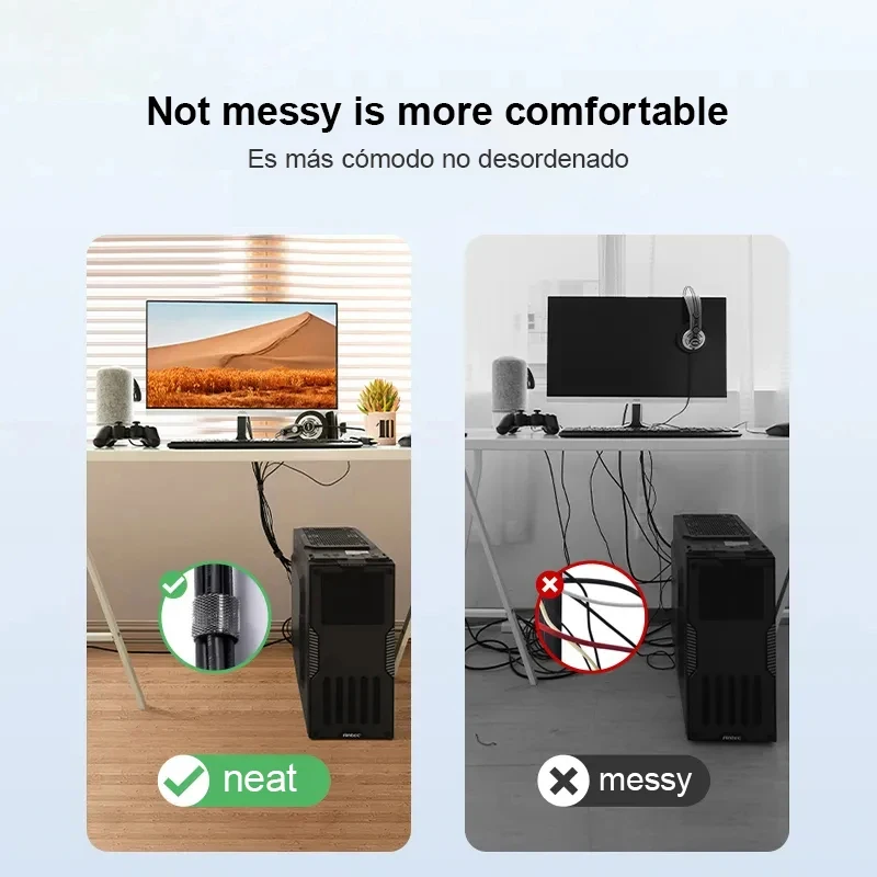 منظم كابل ANNEAUX 3m 5m إدارة اللفاف تحت منظم الأسلاك المقطوعة لكابلات for iPhone sangha و siax و Poco #6