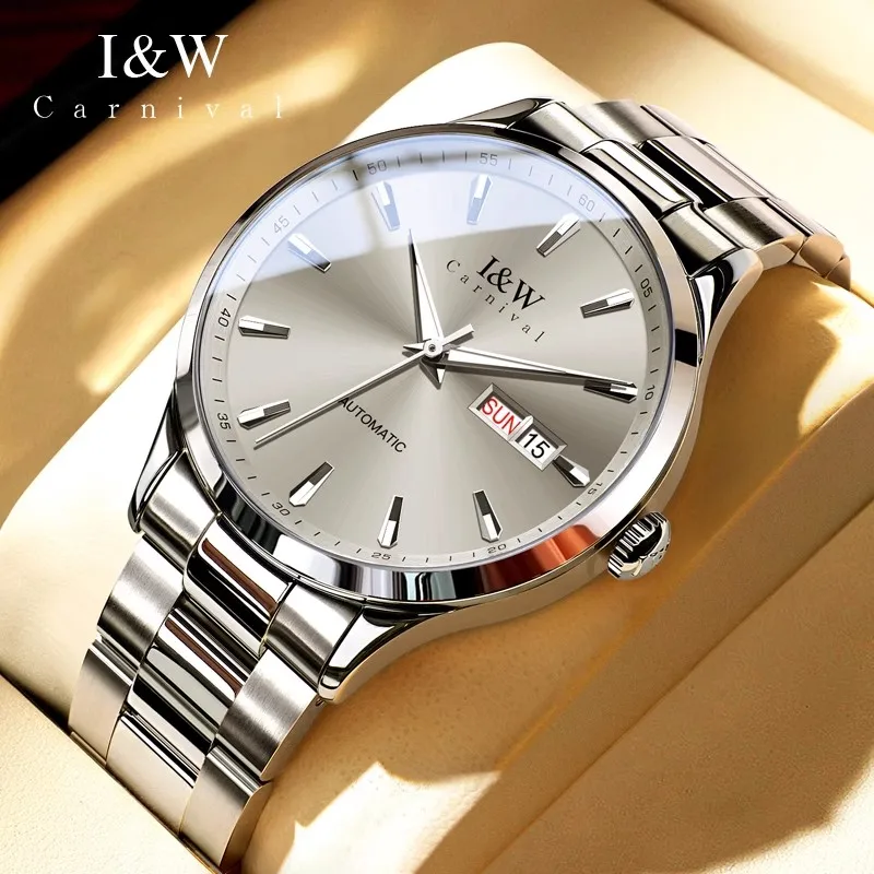 

КАРНАВАЛ Брендовые механические часы Роскошный сапфировый календарь MIYOTA Механизм Автоматические наручные часы Водонепроницаемые для мужчин Montre Homme