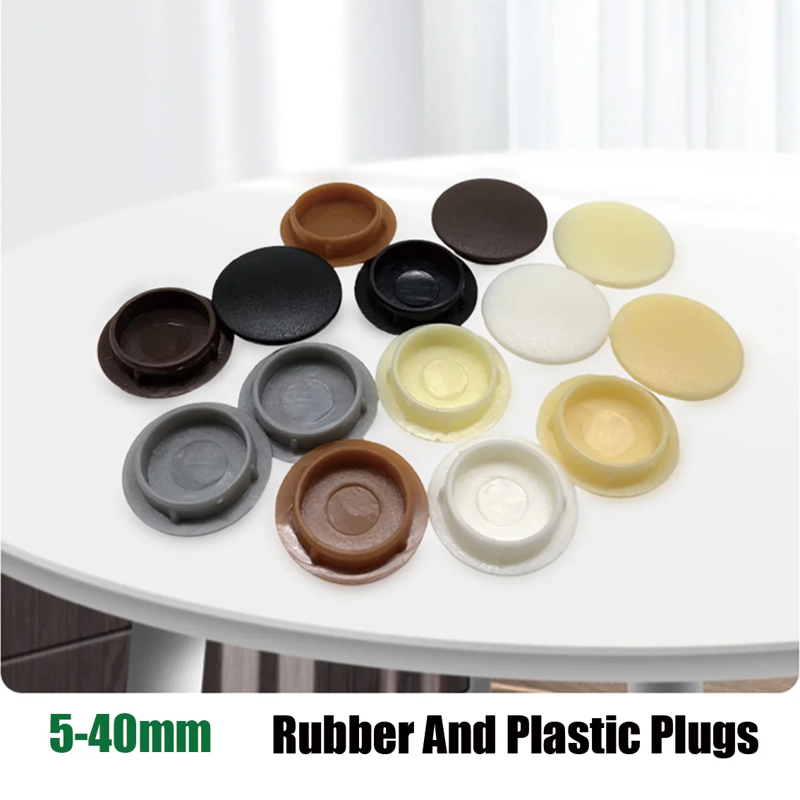 5mm-40mm Rubber Plug Hole Furniture Plastic Hinge Cover Screw Hole Cover Round Plug Decorative Cover Bathroom Washbasin Plug