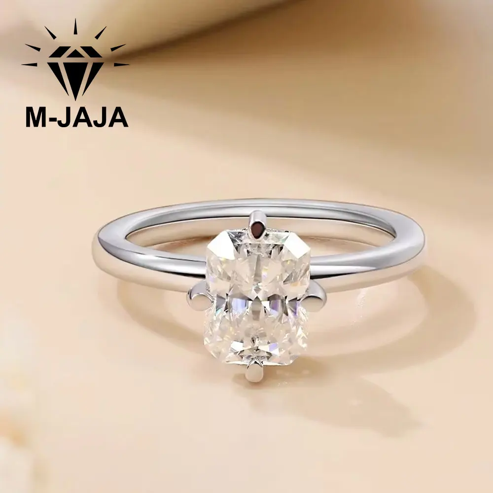 M-JAJA 2CT Moissanite Engagement Ring for Women S925 Silver Diamond Solitaire with Hidden Halo Promise Ring Anniversary Jewelry