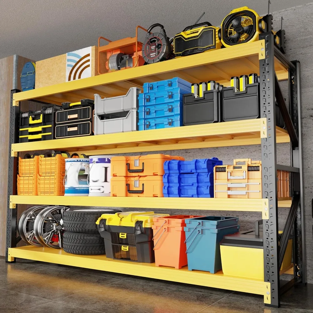 Rak Garasi 5000LBS 59" Lebar Rak Garasi Heavy Duty 4 Tingkat Rak Penyimpanan Logam Rak Penyimpanan Unit Rak yang Dapat Disesuaikan