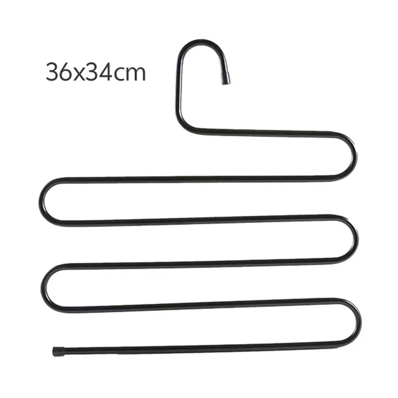 5 Layers S-shaped Pants Hanger Multifunctional Anti-skid Stainless Steel Pants RackWardrobe Storage Scarf Rack lron Pants Rack