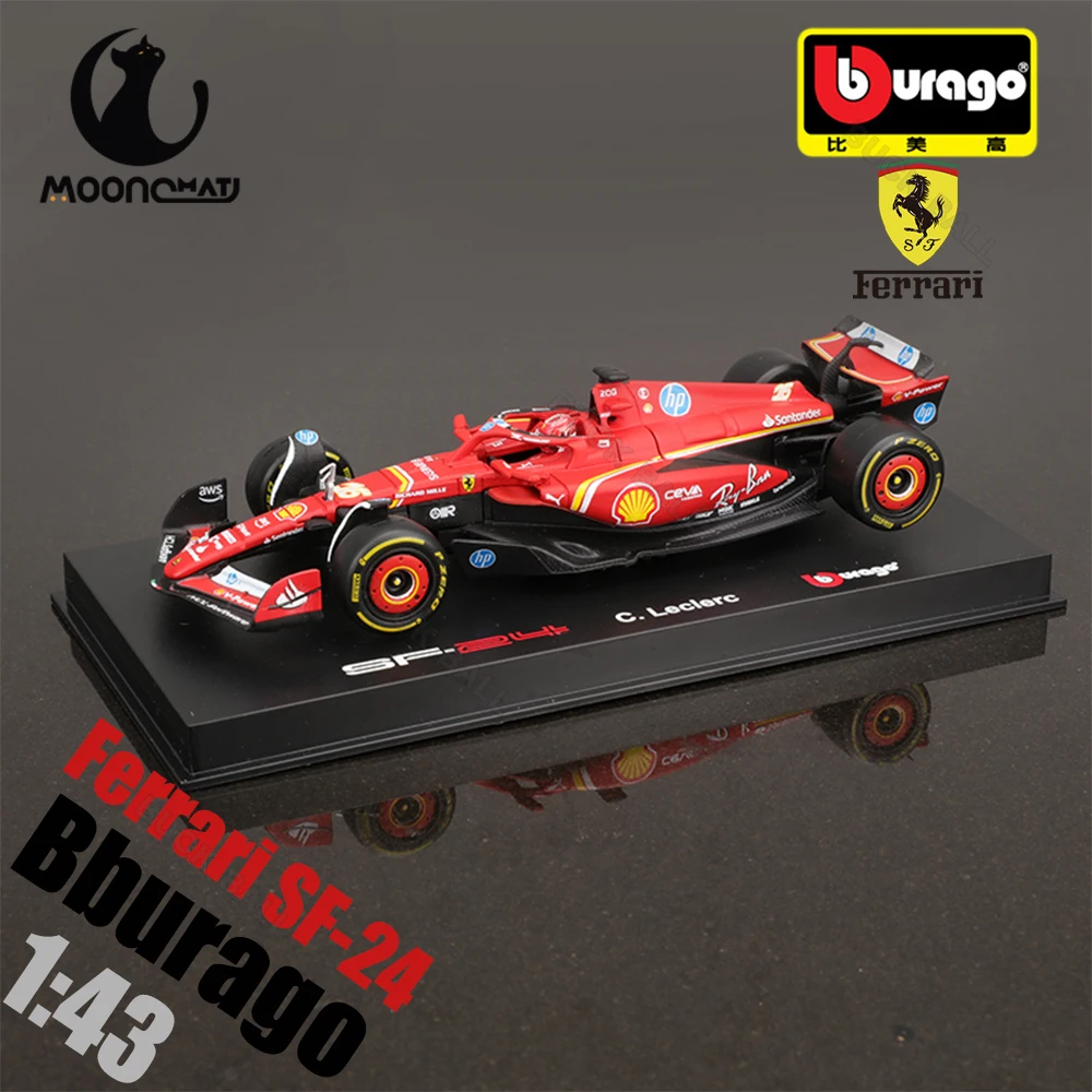 1:43 Bburago Ferrari SF24 Hardcover SF-24 F1 16# Leclerc 55# Sainz Formula 1 Car Die-cast Model Alloy Car Collection Toy Gift