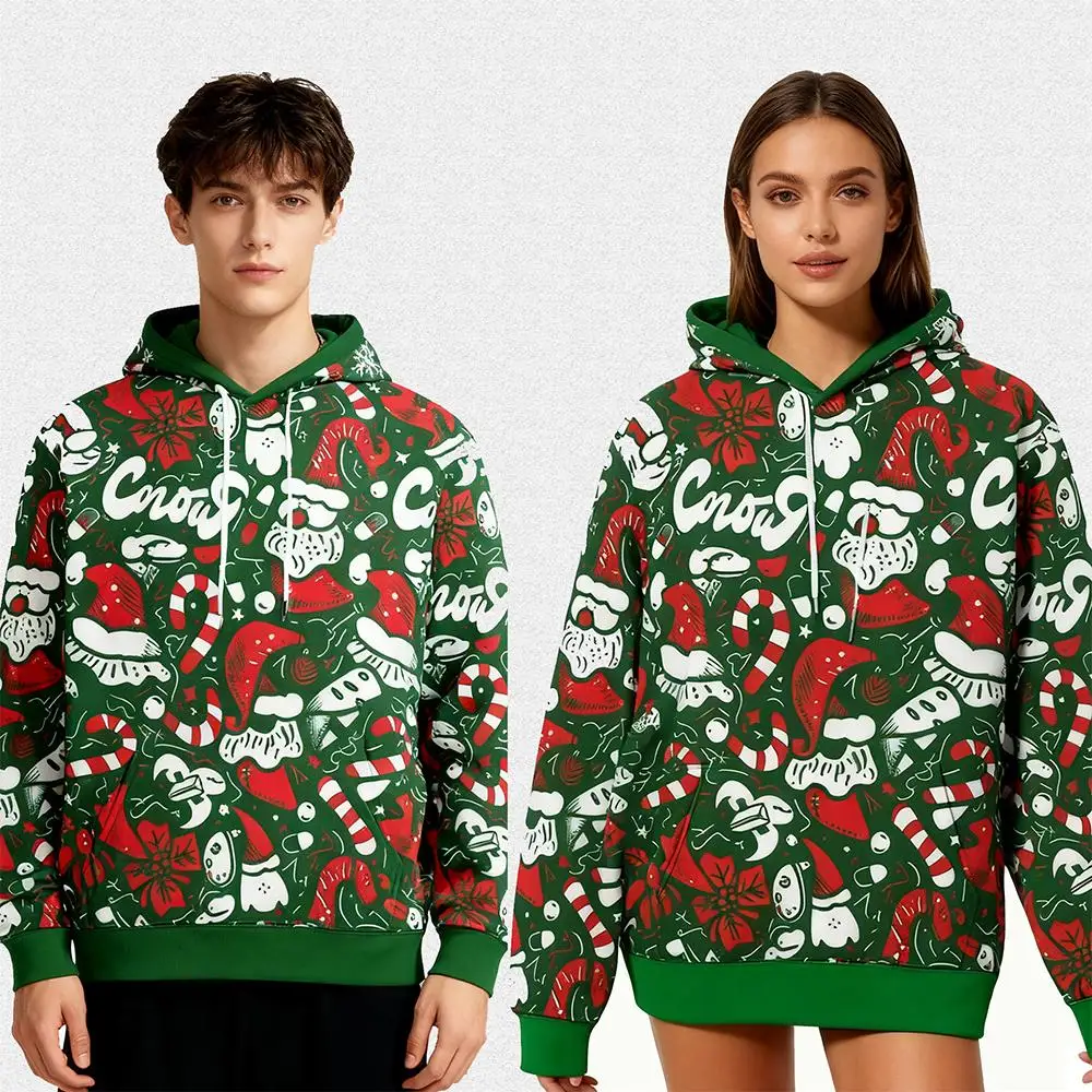 

Autumn And Winter New Christmas Pattern Hoodie Street Casual Pullover Men And Women Fashion Trend Holiday Party Loose Top