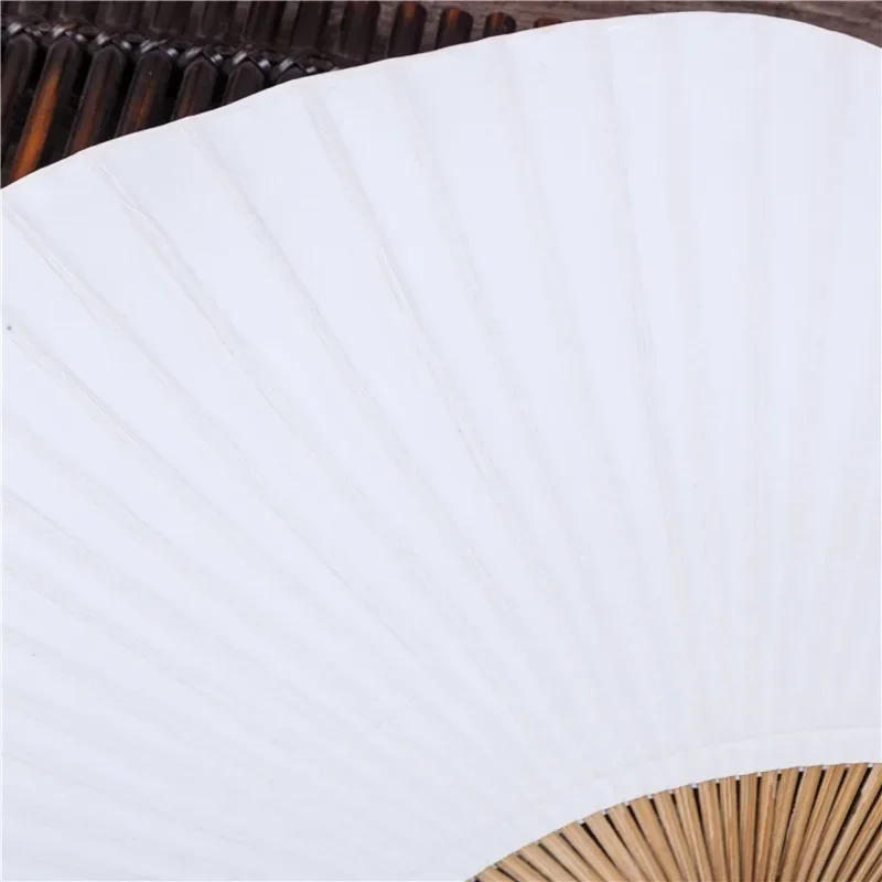 Imagem -03 - Pure White Bamboo Handle Fans Pai Pai Bambu em Branco Caligrafia Pintura Grupo Verão Ventilador de Mão 60 Pcs 20 Pcs Lot